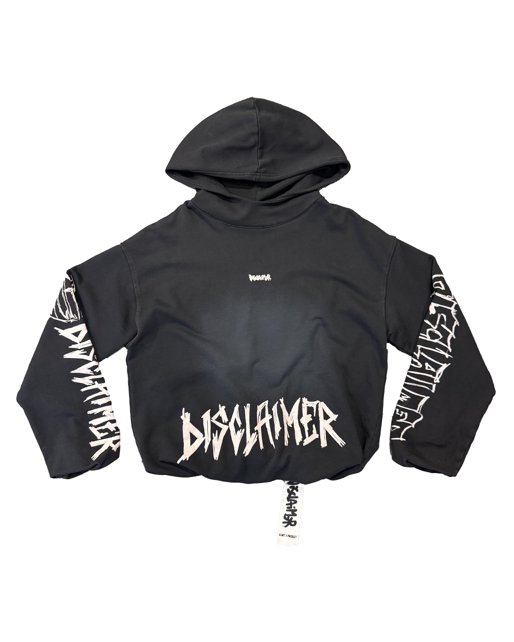 DISCLAIMER graffiti boxy hoodie