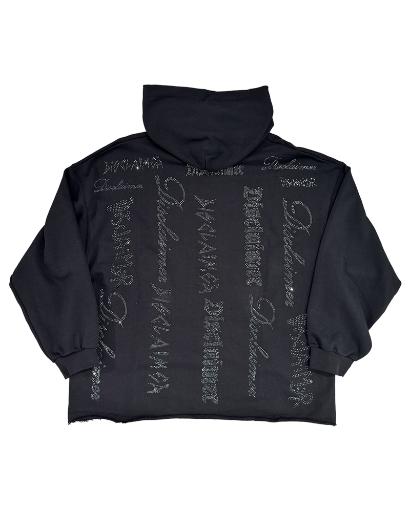 DISCLAIMER multi logo glitter hoodie