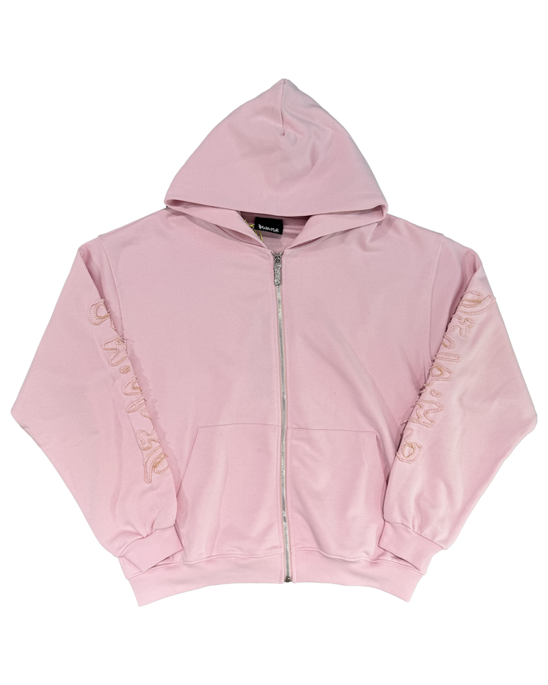 DISCLAIMER embroidered zip hoodie