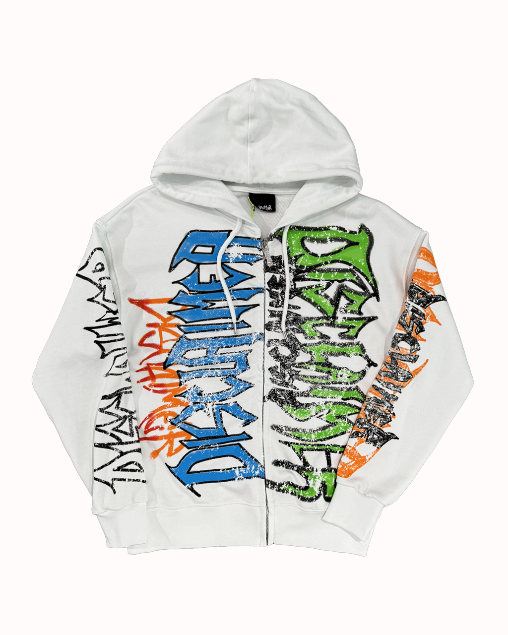 DISCLAIMER zip hoodie graffiti
